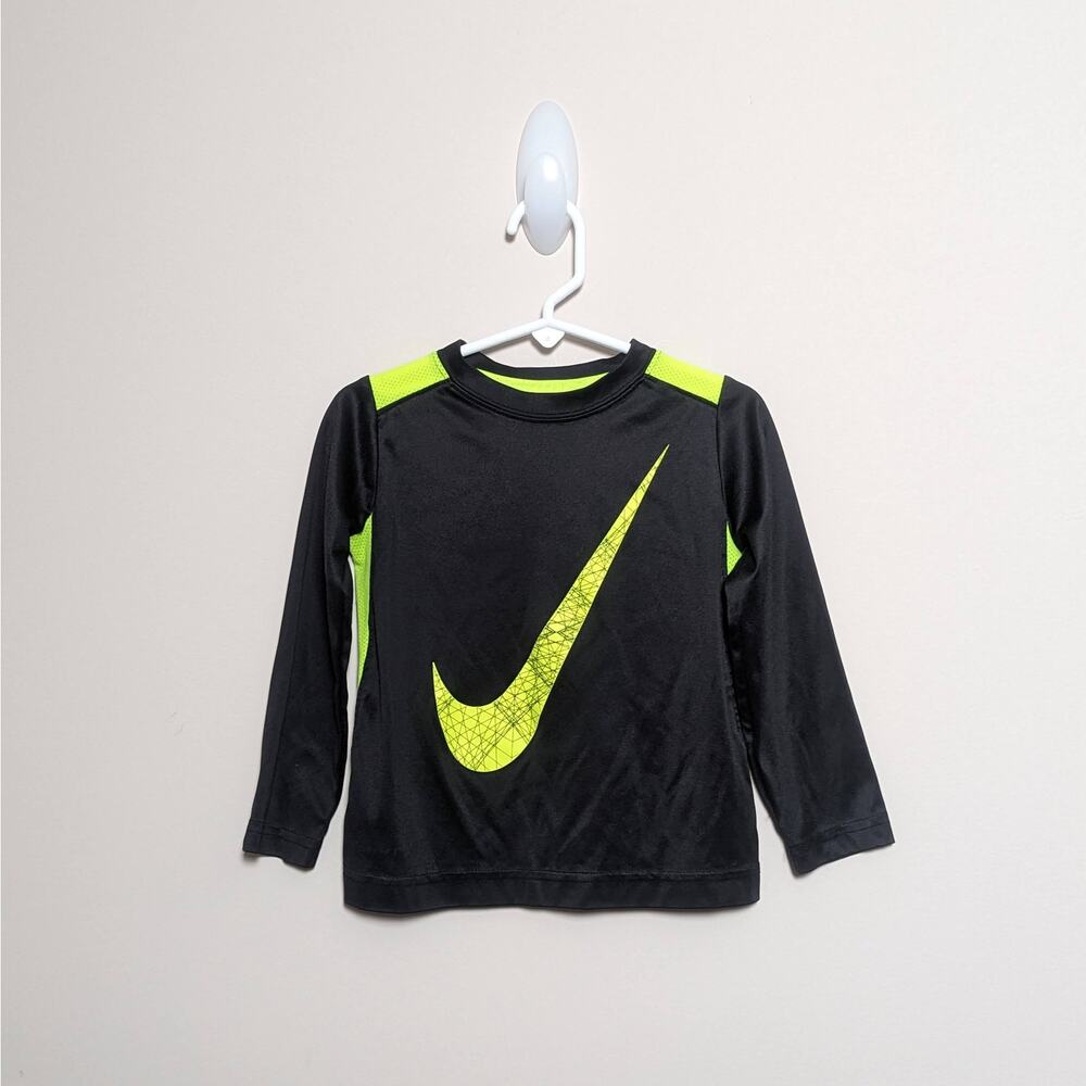 Nike Dri-Fit Black Yellow Long Sleeve Tee Size 2T 2-3 Years
